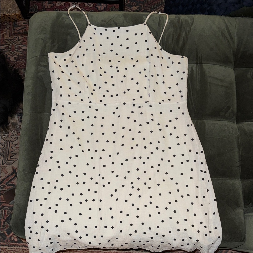 Le Lis White Mini Dress with Black Polka Dots